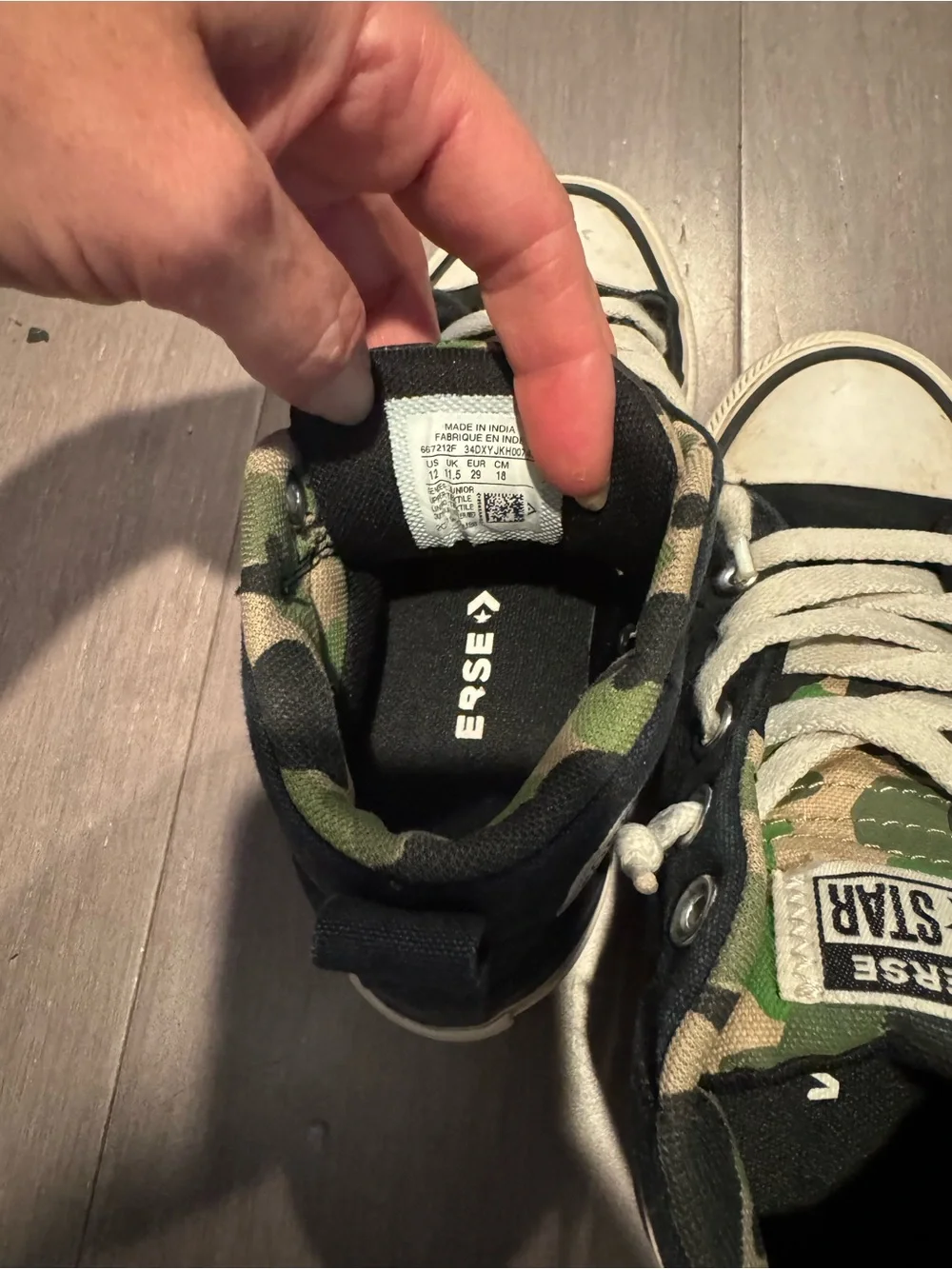 Converse Black Sneakers with Camo Lining